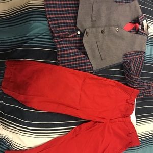 Boy 5 pc suit in blue and red. Size 10